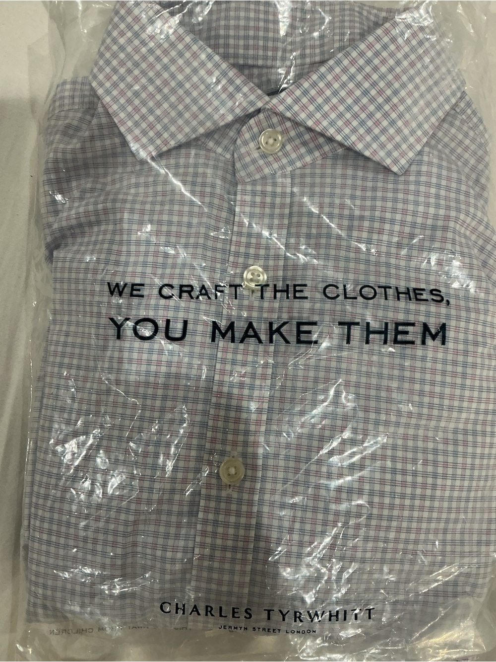 Charles Tyrwhitt Light Pink and Blue Checked Dress Shirt 15.5/34 Extra Slim Fit